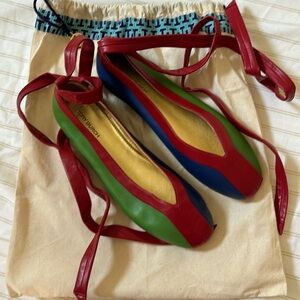 BNWT Tory Burch Colorblock lace up leather ballet flats